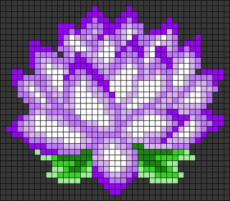 Lily Pad Pixel Art, Lily Perler Bead Pattern, Lotus Flower Pixel Art, Flower Pixel Art Grid, Lotus Flower Leaves, Alpha Patterns Crochet Flower, Pixel Art Flower, Flower Pixel Art, Flower Alpha Pattern