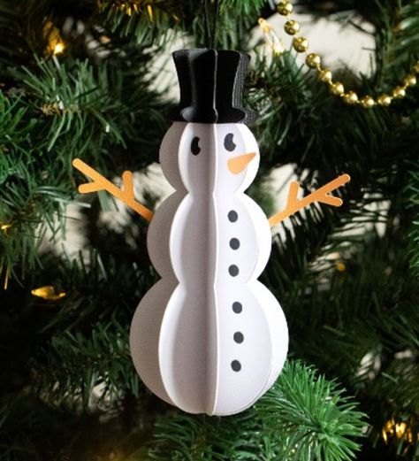 3D Snowman Ornament 3d Snowman Craft, Floating Ornament Template Svg Free, Free Svg Files For Cricut Christmas Snowman, Layered Ornament Svg, 3d Snowman, Cricut Ornaments, The Score, Snowman Ornament, The Snowman