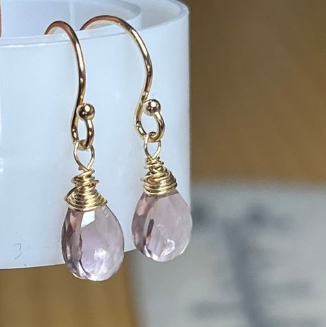 Excited to share this item from my #etsy shop: Morganite Quartz 14k gold fill wire wrapped petite dangle earrings, peach pink gems, minimalist jewelry Dainty Pink Dangle Earrings, Open To Love, Morganite Necklace, Give Love, Peach Morganite, Bling Earrings, Mixed Metal Jewelry, Pink Gem, Pink Peach