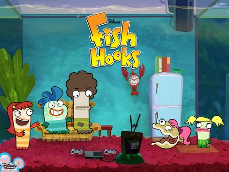 Fish Hooks Cartoon, 2000 Kids Shows, Disney Throwback, Fish Hooks Show, Movie Scrapbook, 2000 Nostalgia, Old Kids Shows, Drawing Refrences, Right In The Childhood