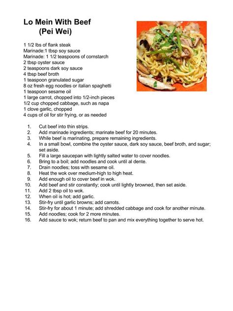 Lo Mein with Beef (Pei Wei) Pei Wei Copycat Recipes, Pei Wei Recipes, Asian Cusine, Pei Wei, Soy Sauce Marinade, Lo Mein Recipe, Hawaiian Recipes, Lo Mein Recipes, Sesame Noodles