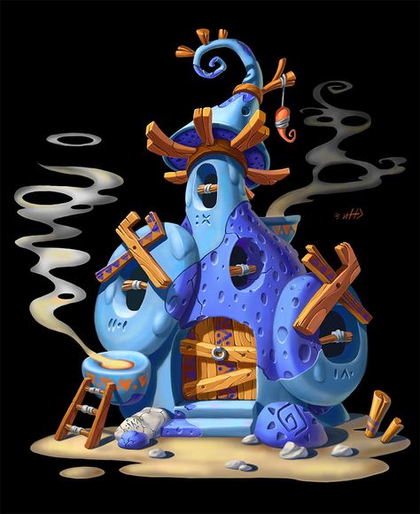 Blue magic house, Inna Stefanova on ArtStation at https://www.artstation.com/artwork/mv9NZ Cartoon Building, Website Planning, Layout Plan, Magic House, Bg Design, Cartoon House, 2d Game Art, Blue Magic, Game Illustration