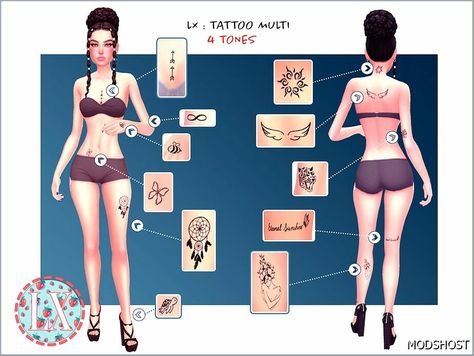 Download LX : Tattoo Multi for Sims 4 at ModsHost NOW! 11 little tattoos for your body Recoloring not allowed #sims #videogames #tattoo #sims4cc #gaming #female #mods Sims 4 Tattoo Poses, Sims 3 Tattoos, Sims 4 Body Tattoo, Sims 4 Minimalist Tattoo Cc, The Sims 4 Cc Full Body Tattoo, Sims 4 Full Body Tattoo, Sims 4 Cc Arm Tattoos Female, Psychology Careers, Sims 4 Tattoos