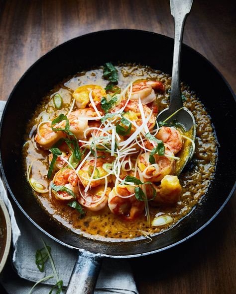 Tiger prawn toban with chilli butter | delicious. magazine Tiger Prawn Recipe, Homemade Curry Recipe, Seafood Curry, Tiger Prawn, Tiger Prawns, Shrimp Toast, Homemade Curry, Asian Vegetables, Seasonal Cooking