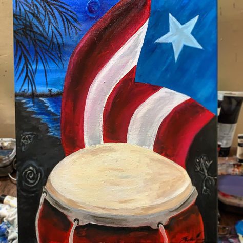 Puerto Rico Canvas Paintings, Puerto Rican Paintings, Puerto Rico Painting, Boricua Art, Puerto Rican Art, Puerto Rican Artwork, Puerto Rico Art, Flag Painting, Art Pics