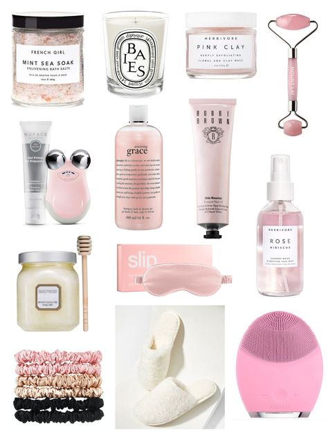 Home Spa Essentials | Glamor and Gloss Home Spa Essentials, At Home Spa Essentials, Home Spa Products, Skin Care Gift Box Ideas, Spa Day Essentials, Clean Girl Essentials, Spa Things, Self Care Essentials, Health Essentials