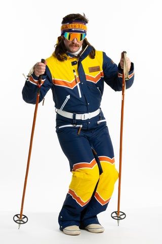 The Corduroy Cowboy | Mens Retro Western Ski Suit | Pre-Order | Ships early January 2022 Vintage Ski Suit, Ski Fits Men, Retro Winter Outfits, Retro Ski Outfit, Ski Fashion Men, Ski Outfit Men, Ski Onesie, Retro Ski Suit, 21 Bday