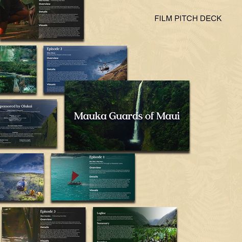 Crafting a visual journey for ‘Mauka Guards of Maui.’ Each slides meticulously designed to transport the viewer into the heart of the story. 🎥 Lets Connect!✅ . . . . . . #FenallLotiya #PitchDeckDesigner #PitchDecks #FilmPitchDeck #GraphicDesign #PitchDeckDesign #FilmIndustry #HollywoodDesign #StorytellingThroughDesign #FilmPresentation #Filmmaking #netflix #amazonprime #hotstar #warnerbros #marvelstudios #amazonminitv [ Film Pitch Deck Design | Cinematic Pitch Deck | Cinematic Pitch Deck | ... Film Pitch Deck Design, Film Pitch Deck, Pitch Deck Design, Mini Tv, Pitch Deck, Deck Design, Film Industry, Marvel Studios, Maui