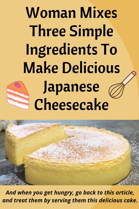 Gluten Free Japanese Cheesecake, Water Cake Recipe, Jiggly Cheesecake, Japanese Dessert Recipes, Asian Dessert Recipes, 3 Ingredient Desserts, Three Ingredient Recipes, Japanese Cake, Japanese Cheesecake