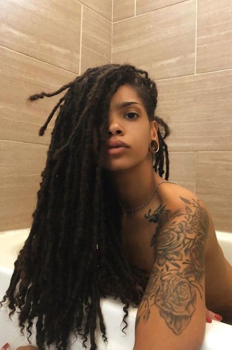 Ocean Locs, Fine Locs, Female Dreads, Beautiful Dreadlocks, Short Locs Hairstyles, Dreads Styles, Dark Skin Beauty, Natural Hair Journey, Locs Hairstyles