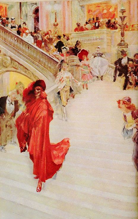 "The first American edition of “The Phantom of the Opera” is illustrated with a color frontispiece and four double-page color illustrations by Andre Castaigne (1861-1929)." #phantomoftheopera  #theatretalks #parisopera Opera Ghost, Gaston Leroux, Music Of The Night, The Phantom Of The Opera, The Phantom, The Opera, Phantom Of The Opera, Fantasy Art, Opera