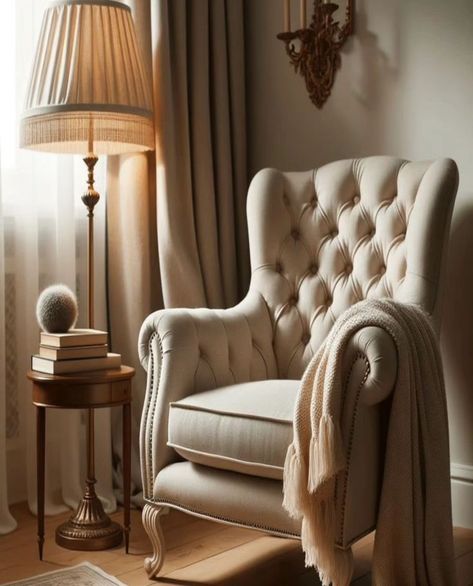 Big Accent Chairs, Old Money Home, Nook Chair, Bedroom Chair Ideas, French Accent Chairs, French Country Decorating Bedroom, Reading Nook Chair, Expensive Brands, Cottagecore Living