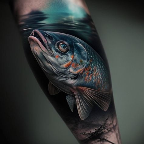 realism FISH THEME masculine tattoo 4 Swordfish Tattoo, Fish Tattoo Ideas, Salmon Tattoo, Trout Tattoo, Succulent Tattoo, 2024 Tattoo, Masculine Tattoos, Fish Theme, Octopus Tattoos