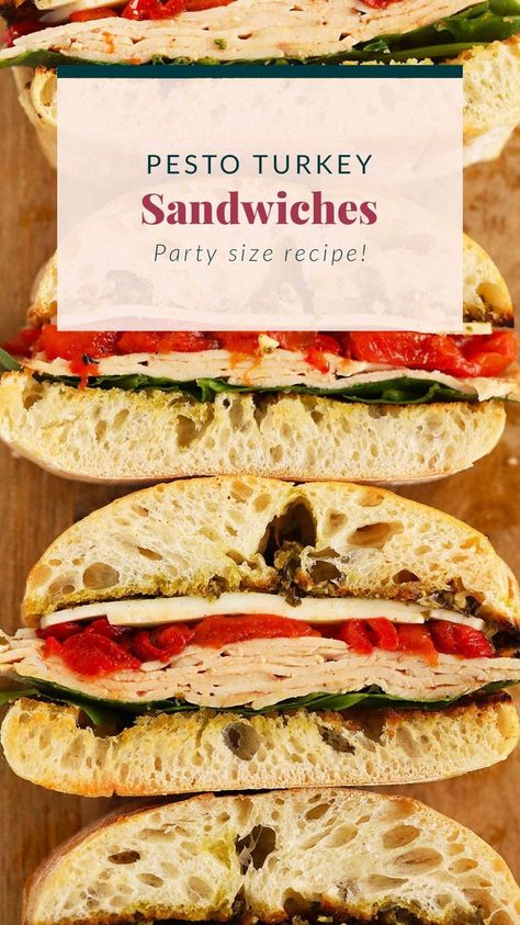 Grilled Roasted Red Pepper, Pesto, & Turkey Sandwiches