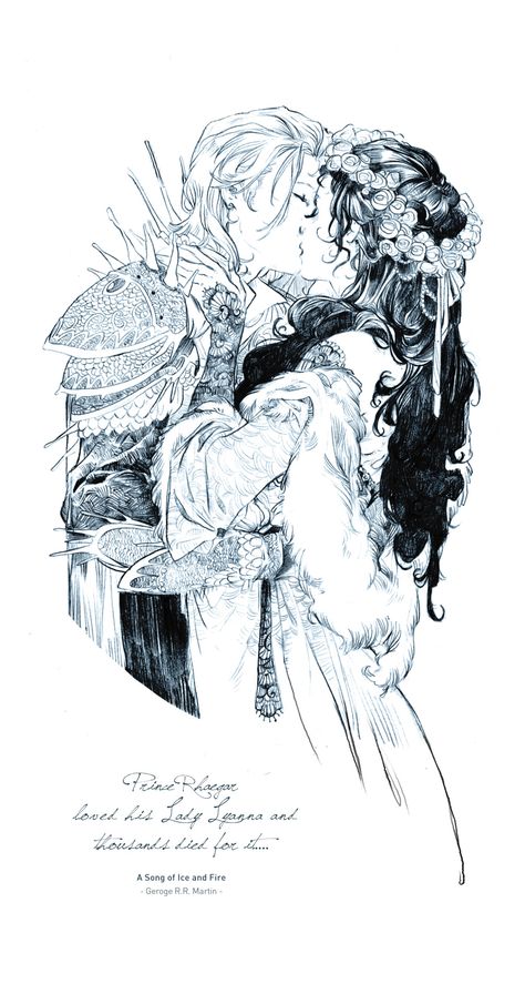 Prince Rhaegar loved his Lyanna and thousands dies for it… Ship Art Poses, Kissing Illustration, Rhaegar And Lyanna, Melting Art, Jaime Lannister, Posca Art, Lesbian Art, Arya Stark, Arte Sketchbook