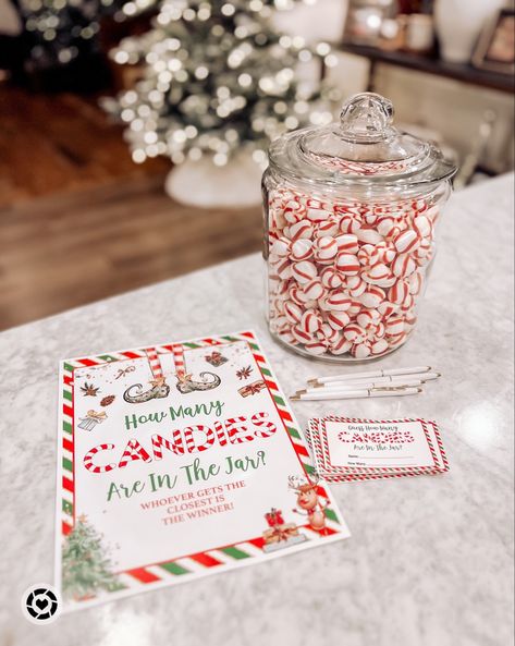 Jingle Bell Games Party Ideas, Holiday Games With Prizes, Candy Cane Chopstick Game, Christmas Activities For Office, Christmas Party Door Prize Ideas, Guessing Jar Ideas Christmas, Guess How Many Christmas Game, Christmas Prizes For Kids, Prize Ideas For Christmas Games