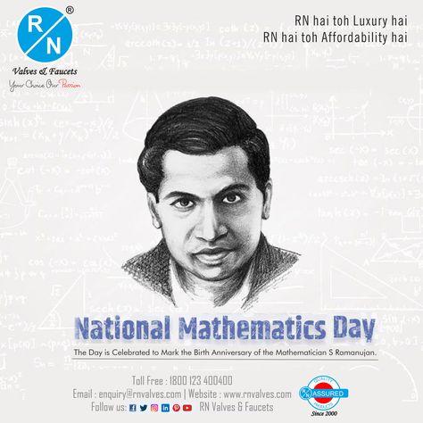 On National Mathematics Day, RN family wishes all of your joys to grow and all of your sadness be eliminated from your life. we wish you all the luck. #NationalMatheMaticsDay #MatheMaticsDay #SrinivasaRamanujan #mathematics #Ramanujan #maths #mathematician #education #mathskills #mathematical #geometry #mathematicians #learning #study #mathtricks Mathematics Day Poster, National Mathematics Day, Mathematics Day, Srinivasa Ramanujan, Digital Marketing Branding, Rational Function, Unique Website Design, Designing Website, Website Design Trends