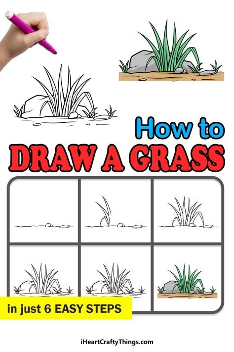 How To Draw Grass Step By Step, How To Draw Grass Pencil, Grass Drawing Easy, How To Draw A Background, Improve Your Drawing Skills, Grass Drawing, Improve Your Drawing, Pencil Drawings For Beginners, Drawing Lessons For Kids