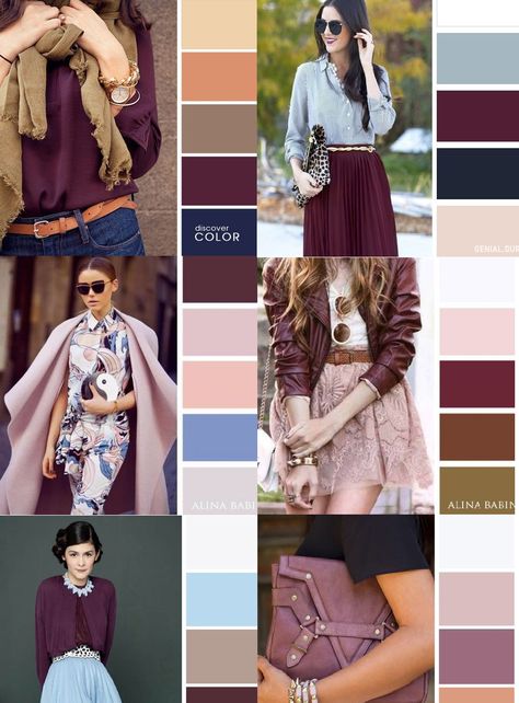 Purple Colour Combinations, Wardrobe Color Guide, Pink And Maroon, Colour Combinations Fashion, Color Combos Outfit, Mode Tips, Color Combinations For Clothes, Wearing Color, Fashion Vocabulary