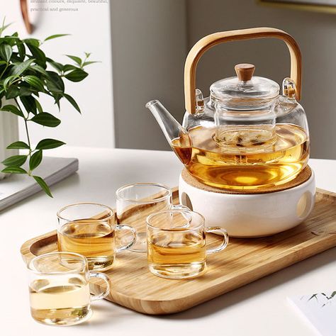 Glass Tea Pot, Glass Tea Set, Blooming Tea, Tea Maker, Glass Teapot, Fruit Tea, Heat Resistant Glass, Tea Tray, Ceramic Teapots