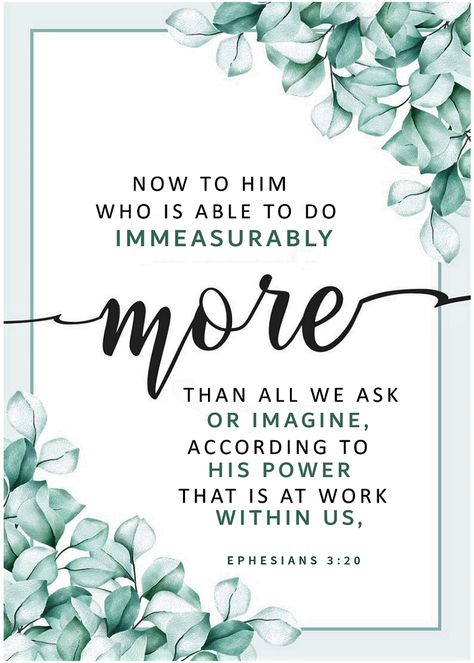 Exceedingly Abundantly, Immeasurably More, Ephesians 3 20, Scripture Images, Jesus Scriptures, Tricky Words, Beautiful Bible Verses, Bible Study Lessons, Joy Of The Lord