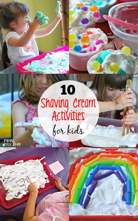 10 Shaving Cream Activities for Kids - Look how many ways you can use shaving cream for fun and learning! Shaving Cream Activities For Kids, Shaving Cream Activities, Shaving Cream Art, Kids Mess, Cream Art, Outdoor Activities For Kids, Messy Play, Kids Sensory, Toddler Fun