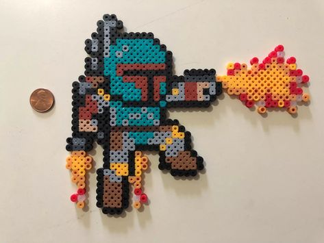 Mega Man Perler Beads, Star Wars Perler Beads, Pixel Art Icon, Nerdy Perler Beads, Harry Potter Perler Beads, Minecraft Beads, Boba Fett Star Wars, Beaded Items, Perler Creations