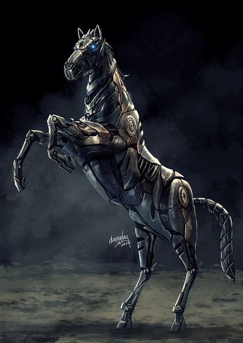 Robot Horse, Mechanical Horse, Mechanical Animals, Robot Animal, Cool Robots, Arte Robot, Fantasy Props, Mythical Creatures Art, Robots Concept