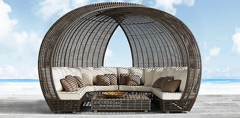 Luna daybed:Restoration Hardware Restoration Hardware Outdoor Furniture, Restoration Hardware Outdoor, Set Meja Makan, Outdoor Loungers, Outdoor Living Furniture, Round Sofa, Outdoor Beds, Outdoor Daybed, New England Homes