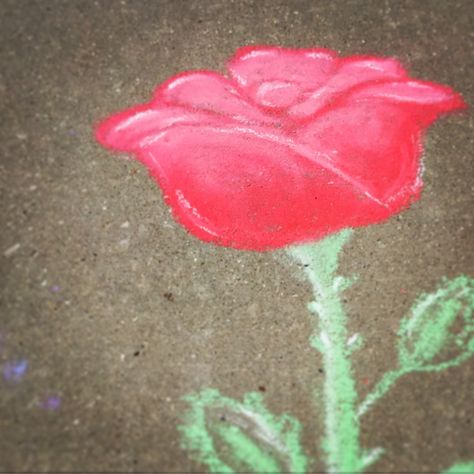 Sidewalk chalk art rose thorns stem pink res flowers Rose Chalk Art, Princess Chalk Art, Chalk Art Flowers, Chalk Doodles, Street Chalk Art, Fun Chalk Art, Sidewalk Paint, Chalk Ideas, Rose Thorns