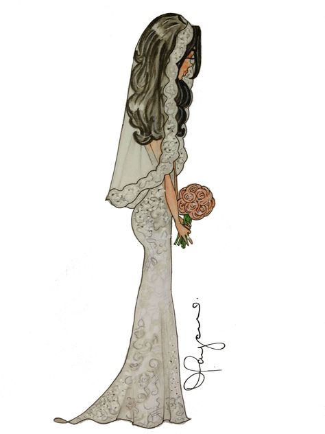 Bridal Fashion Illustration "Isabella" by Diamar Payano #bride #wedding #sketch #fashionillustration #fashion #style #trend #bridal #lace #art #illustration #mantilla #veil #custom Bridal Fashion Illustration, Wedding Drawings, Wedding Sketch, Wedding Illustrations, Mantilla Veil, Lace Art, Blushing Bride, Bridal Elegance, Wedding Illustration