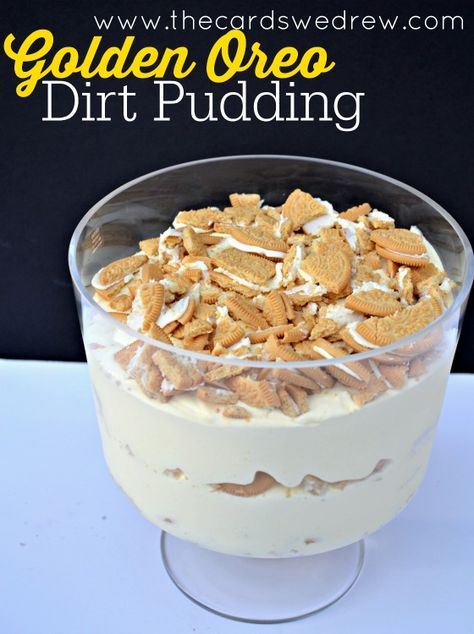 Golden Oreo Dirt Pudding recipe that's sure to wow your guests! Golden Oreo Recipes, Dirt Pudding Recipe, Homemade Desert, Dirt Pudding Recipes, Oreo Dirt Pudding, Oreo Dirt Cake, Vanilla Oreo, Dirt Pudding, Oreo Dirt