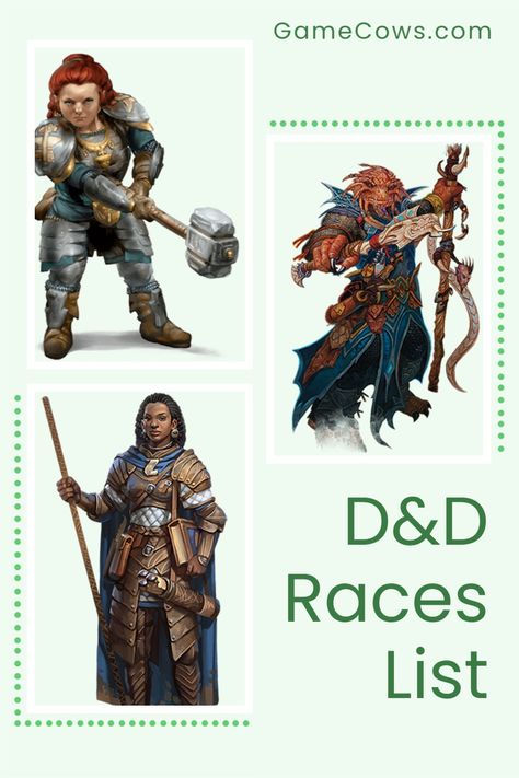 DnD Races List Dungeons and Dragons Rare Dnd Races, Dnd Character Races List, Fantasy Beings List, Dnd Humanoid Races, List Of Fantasy Races, Races In Dnd, All Dnd Races, D&d Races List, Dnd Races List