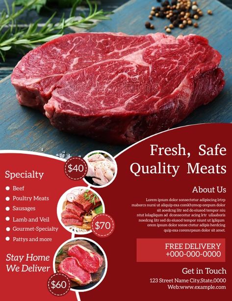 500 meat Customizable Design Templates | PosterMyWall Meat Store Design, Meat Background, Meat Design, Meat Poster, Meat Butcher, Meat Store, Free Psd Flyer Templates, Premium Meat, Meat Shop