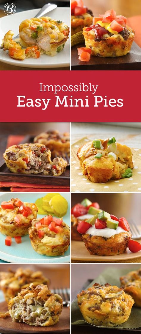 Your family is sure to love these muffin-tin twists on their favorite dinners. Customizable, freezable and perfect for lunch, dinner or as an on-the-go snack! Easy Mini Pies, Mini Muffin Tin Recipes, Mini Recipes, Muffin Cups Recipes, Muffin Pan Recipes, Eggs Healthy, Cooking Eggs, Breakfast Muffin, Tin Recipes