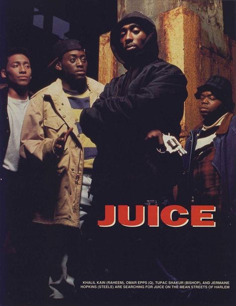 Juice (1992) Tupac's debut in film. He's brilliant as "Bishop"..a must see if you're a ran of Shakur(s)! Juice Movie, African American Movies, Omar Epps, Tupac Pictures, Gangster Movies, Hip Hop Classics, 90s Hip Hop Fashion, Black Hollywood, Hip Hop Art