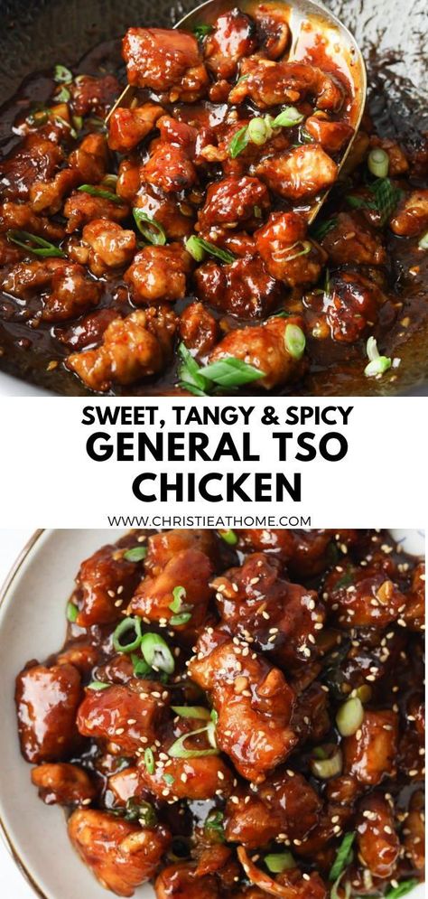 General Tso Chicken. Crispy chicken smothered in a sweet, tangy, glossy sauce with a spicy kick! It serves deliciously for dinner, lunch or leftovers. Ready in just 25 minutes! This general tso chicken from scratch is easy to make at home. tags: general tso chicken recipe, general tso chicken easy, general tso air fryer, general tso chicken sauce, general tso chicken easy recipes, easy chinese chicken recipes, crispy asian chicken, general tso sauce recipe, asian chicken recipes easy General Tso Chicken And Rice, Sweet General Tso Chicken, Instapot General Tso Chicken, General Tso Chicken Spicy, Grilled General Tso Chicken, General Tso’s Chicken Recipe, Airfryer General Tso Chicken, General Gau Chicken Recipe, General Tso Chicken Easy Crockpot