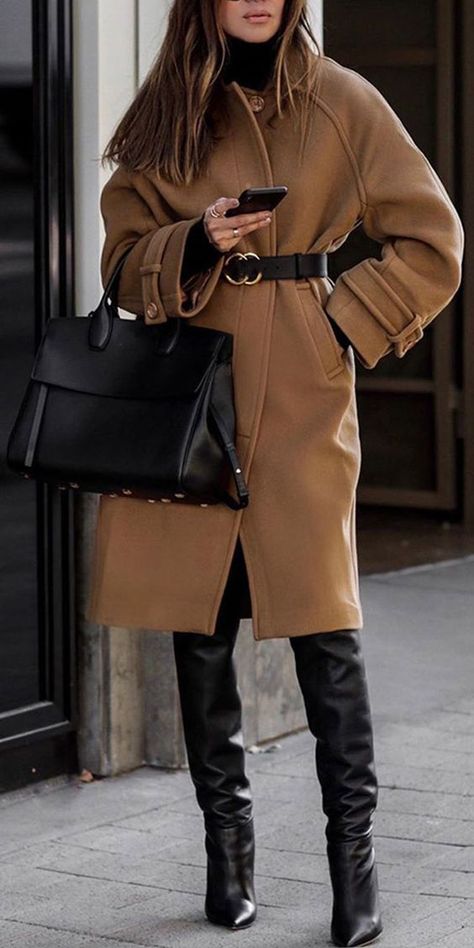 Chique Outfit, Trendy Coat, Fall Winter Coat, Camel Coat, Brown Coat, Coat Outfits, 가을 패션, Winter Outfits Women, Winter Coats Women