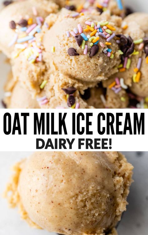 Dairy Free Nut Free Ice Cream Recipe, Dairy Free Homemade Ice Cream Maker, Oat Milk Ice Cream Recipe No Churn, Homemade Oat Milk Ice Cream, Dairy Free Ice Cream Recipe Machine, Non Dairy Ice Cream Recipe Machine, Cuisinart Ice Cream Maker Recipes Healthy, Ninja Creami Non Dairy, Healthy Cuisinart Ice Cream Recipes