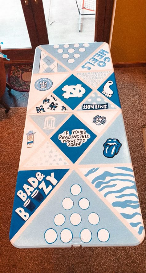 Custom Pong Table, Wedding Beer Pong Table, Pong Table Painted, College House Ideas, Lily Pulitzer Wallpaper, Beer Pong Table Diy, Diy Beer Pong, Diy Beer Pong Table, Custom Beer Pong Tables