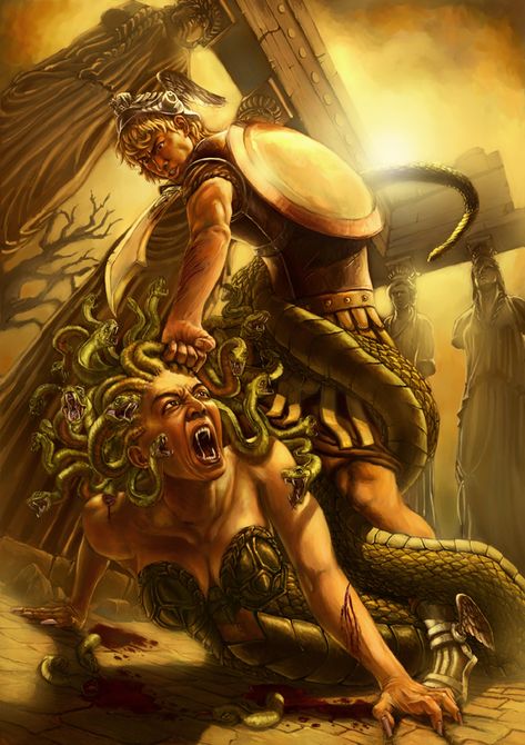 In his dangerous mission to slay Medusa, Perseus was aided by many gods. Description from pinterest.com. I searched for this on bing.com/images Perseus And Medusa, Medusa Gorgon, Celtic Gods, Greek Heroes, Greek Gods And Goddesses, Greek And Roman Mythology, Greek Mythology Art, Leo Valdez, Ancient Myths