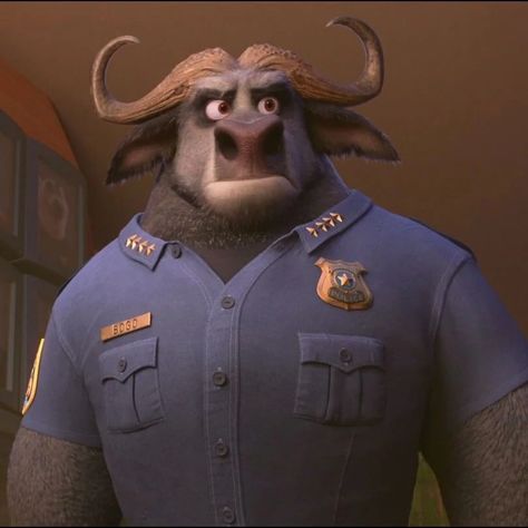 Zootopia Chief Bogo, Zootopia Police, Chief Bogo, Zootopia Characters, Cape Buffalo, Movie Icon, Taurus Tattoos, Disney Wiki, Disney Zootopia