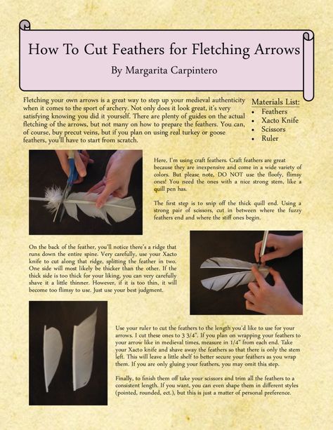 How to Cut Feathers for Fletching Arrows by Serikiyo on DeviantArt English Longbow, Archery Tips, Archery Bows, Bow Arrow, Traditional Archery, Longbow, Apocalypse Survival, Survival Life Hacks, Monthly Newsletter