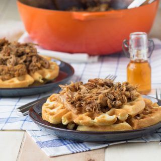 Cornmeal Waffles, Pulled Pork Enchiladas, Beer Pulled Pork, Best Pork Recipe, Tailgating Recipes, Pulled Pork Recipes, Bbq Pulled Pork, Chicken And Waffles, Waffle Iron