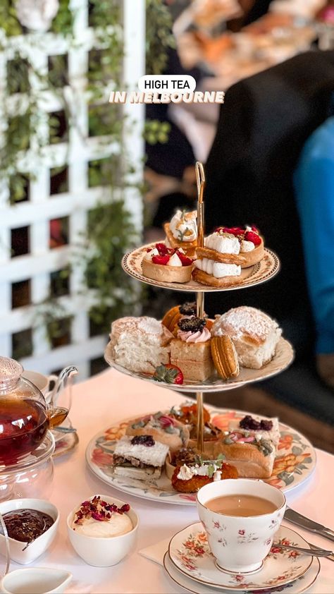 eatswithclaire on Instagram: HIGH TEA WITH CLAIRE Check out this high tea spot for the fluffiest scones 😍 and they’re bottomless too! Featured: ♡ Fancy High Tea Menu… High Tea Aesthetic, English High Tea, High Tea Menu, High Tea Wedding, Tea Wedding, Wedding Food Drink, Tea Rooms, Luxury Food, Chocolate Company