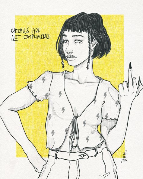 They days are getting warmer, people are out more, enjoying life—great time to shoot out the reminder that ✨ catcalls are not compliments ✨, so pls stop 🥹 thank youuuu Intersectional Feminism, Enjoying Life, Feminist Art, Illustrators On Instagram, Line Illustration, How To Get Warm, Freelance Illustrator, Enjoy Life, Illustrator