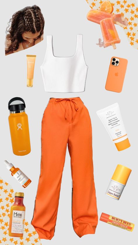 Cute orange fit🧡🧡 #orangeaesthetic #orange #preppy #outfitinspo #slayyyyyyyyyy #vibes Winx Outfits, Summer Camp Outfits, Orange Preppy, Tropical Outfits, Orange Outfits, Holiday Outfits Summer, Orange Fits, Designing Ideas, Orange Outfit