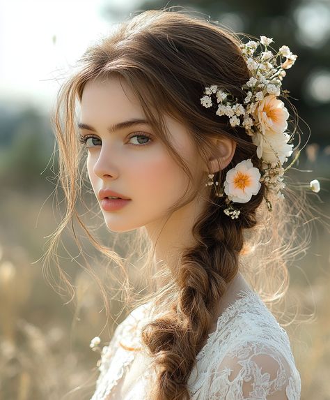 Hair Looks For Wedding Hair Looks For Wedding, Twisted Ponytail, Wedding Hair Trends, Twist Ponytail, Floral Pins, Low Ponytail, Beautiful Hairstyles, Wedding Updo, Soft Curls