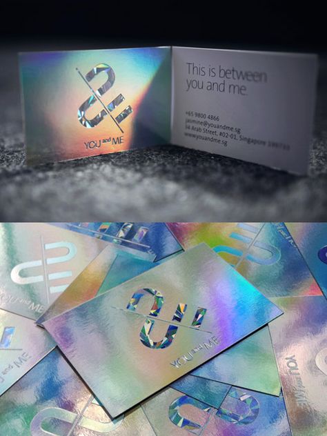 Mirror Foiled Card... Creative but is it Practical ?? Foil Business Cards, Graphic Design Business Card, Name Card Design, Business Card Design Creative, Business Card Inspiration, 카드 디자인, Business Card Ideas, Graphic Design Business, Holographic Foil