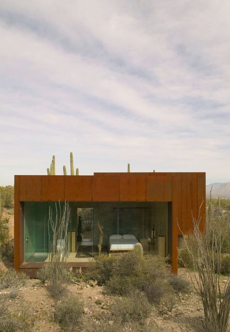 Desert Nomad House by Studio Rick Joy Desert Aesthetic Decor, Desert House Exterior, Nomad House, Desert Nomad, Desert Aesthetic, Steel Cladding, Future Architecture, Desert House, Cabin House